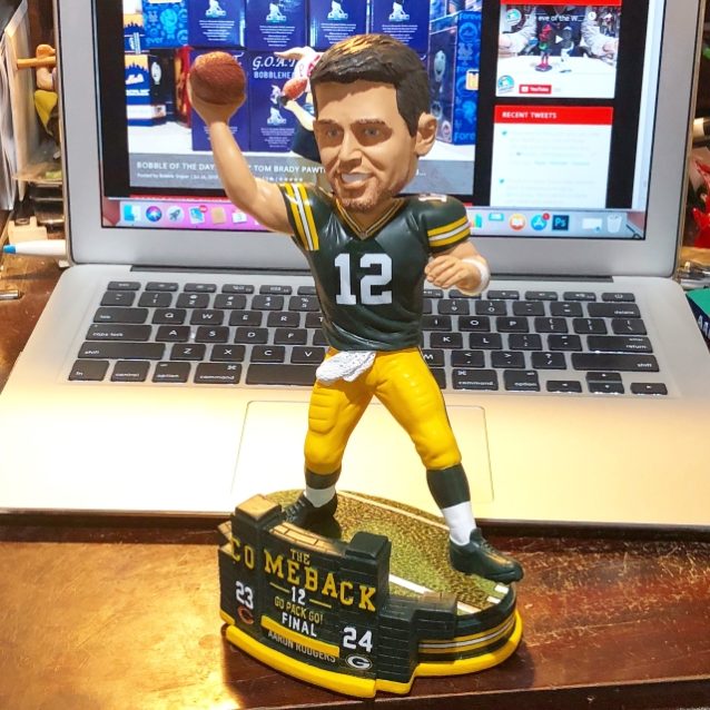 Bobble of the Day “Aaron Rodgers” Green Bay Packers “Comeback Win” Bobblehead