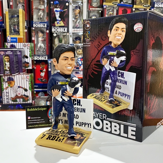Bobble of the Day Christian Yelich and Yeli Milwaukee Brewers Exclusive Bobblehead