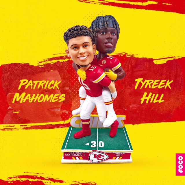FOCO Piggybacks Mahomes And Hill With A Dazzling Exclusive Bobblehead