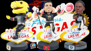 Golden Knights mascot Chance rides 'Welcome to Las Vegas' sign for