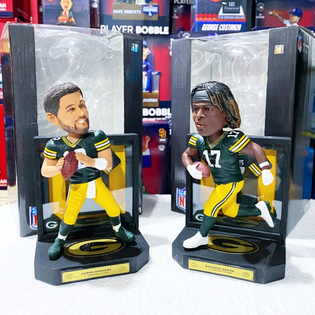 Rodgers And Adams Pave The Way In Their Framed Jersey Bobbleheads